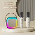 K12 KTV Karaoke Microphone Speaker Wireless Bluetooth Lecture Meeting Voice Box Mini Colorful Lights Audio Long Standby