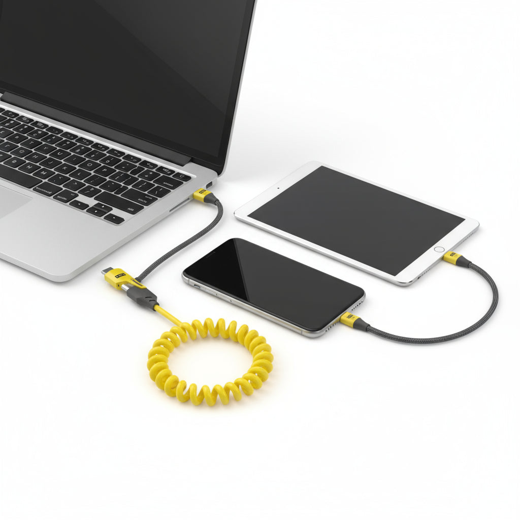 4 in 1 65W Spring Short Data Cable 6A USB Type C Spring Telescopic Quick Charger Wire Spring USB Cable for Iphone 15 14 13 12